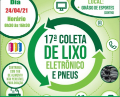 Arapongas realiza 17ª Coleta de lixo eletrônico e pneus, neste sábado, 24