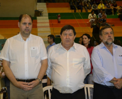Deputado Alex Canziani, Prefeito padre Beffa e o governador em exercício Flávio Arns