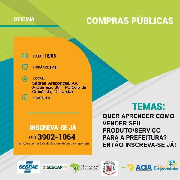 Arapongas realiza oficina gratuita sobre Compras Públicas