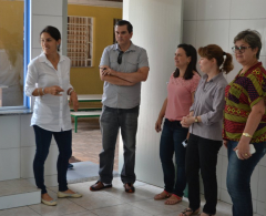 Equipe visitou a construção da nova cozinha na EM Antonio de Moraes Barros